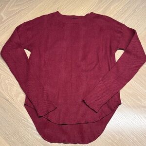 Dark Red Wide-Ribbed Long Sleeve Tee